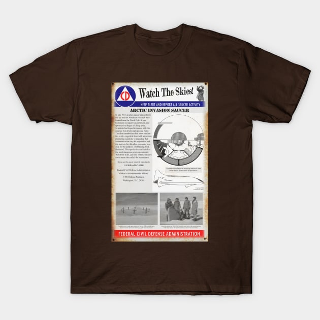 Rusty Vintage Civil Defense Sign - Intelligent Carrot's Saucer T-Shirt by Starbase79